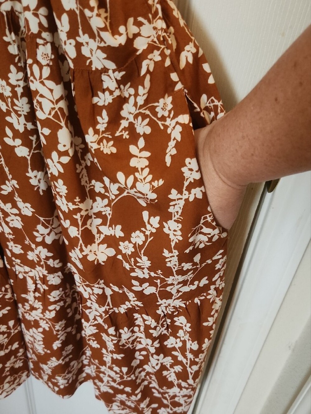 Women's Brown Floral Wrap Dress - Picture 4 of 8